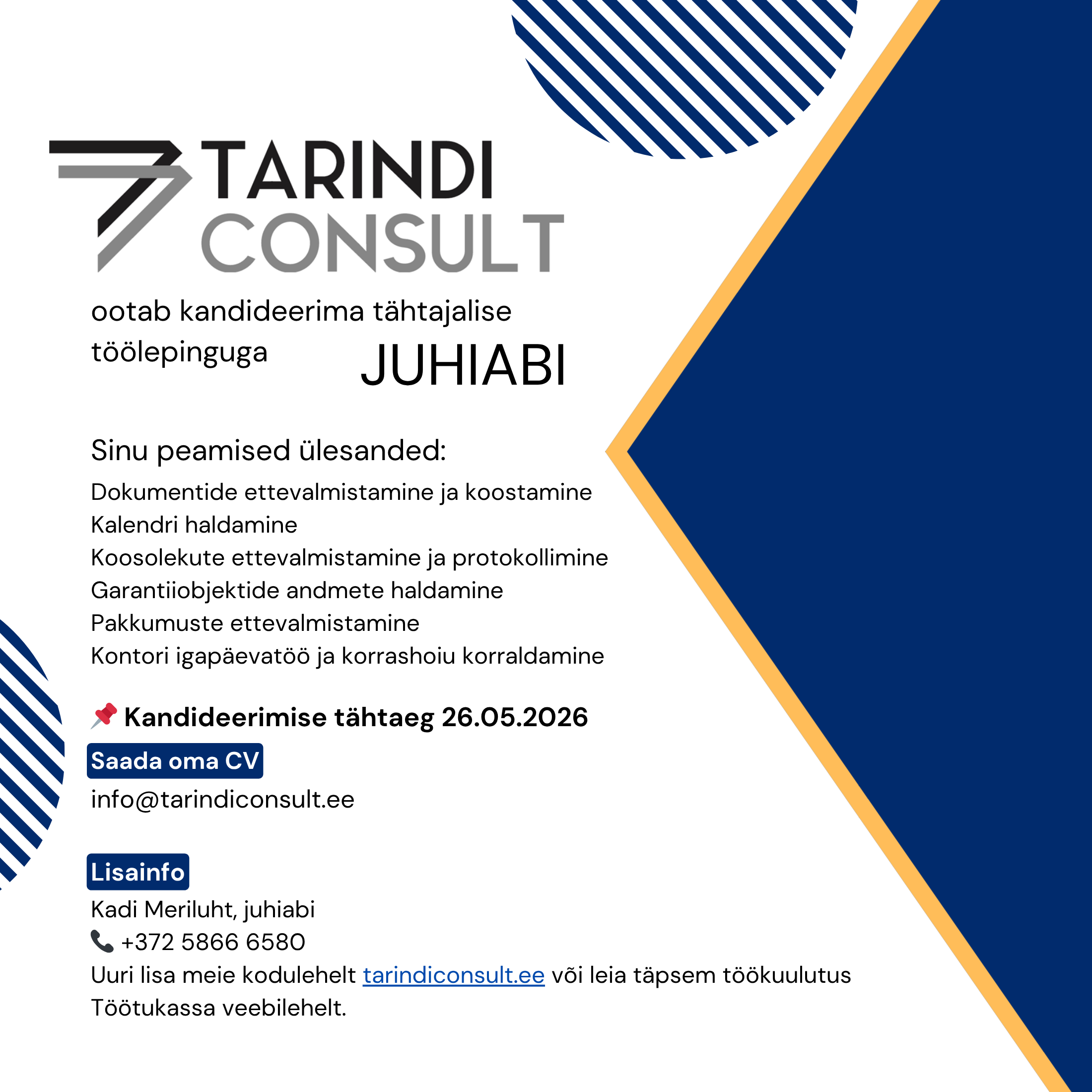 Otsime juhiabi lapsehoolduspuhkusel viibiva töötaja asendamiseks.